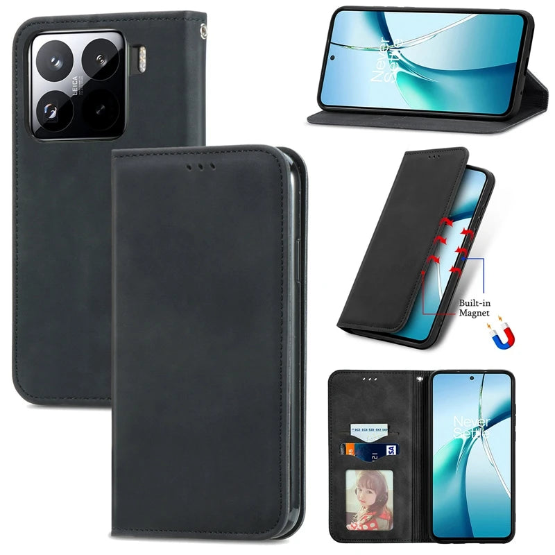 PU Flip Leather case Card Slots Phone Cover for Xiaomi 15/15 Pro/14T/14 Pro, for Redmi Note 14 Wallet Leather case
