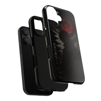 Samurai Shadow Phone Case — Red Moon Anime Warrior iPhone Cover
