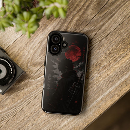 Samurai Shadow Phone Case — Red Moon Anime Warrior iPhone Cover
