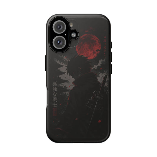 Samurai Shadow Phone Case — Red Moon Anime Warrior iPhone Cover