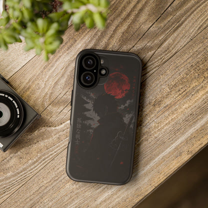 Samurai Shadow Phone Case — Red Moon Anime Warrior iPhone Cover