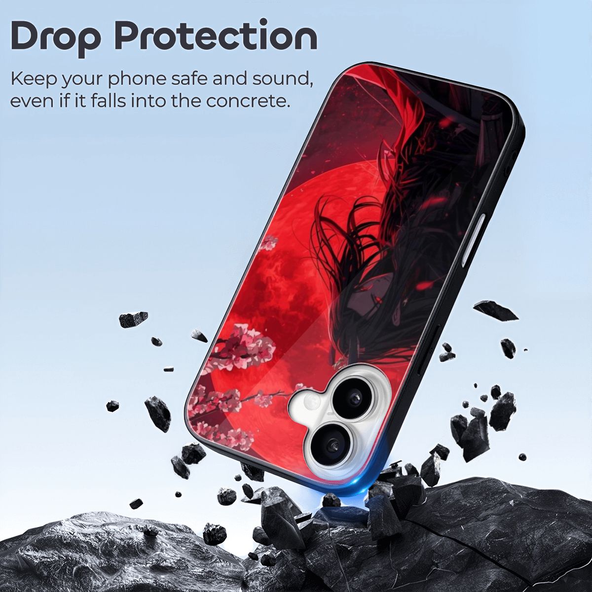 iPhone 16 Glass Phone Case red moon anime girl