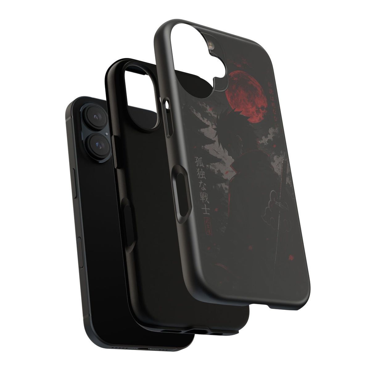 Samurai Shadow Phone Case — Red Moon Anime Warrior iPhone Cover