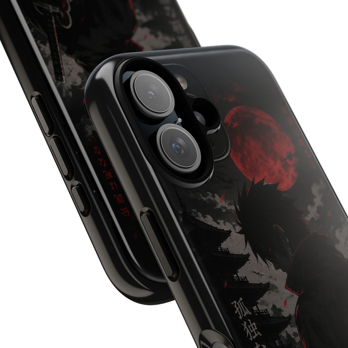 Samurai Shadow Phone Case — Red Moon Anime Warrior iPhone Cover