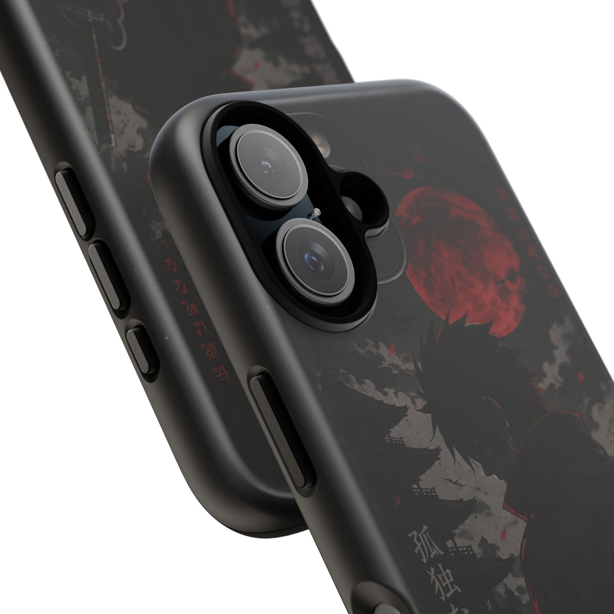 Samurai Shadow Phone Case — Red Moon Anime Warrior iPhone Cover