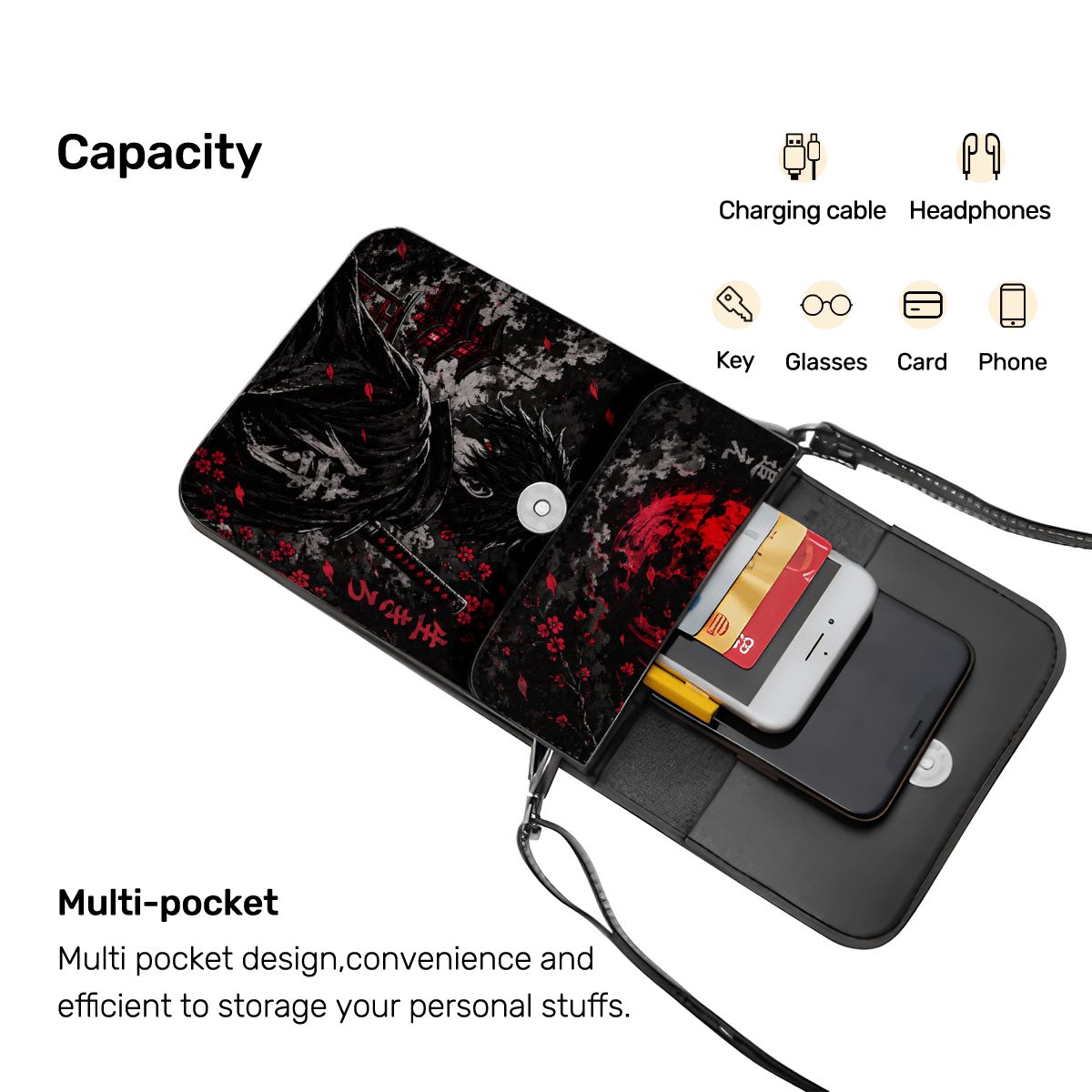 Leather Cell Phone Purse With Shoulder strap