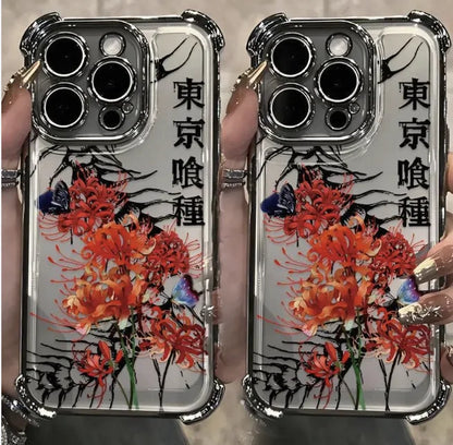Tokyo Style for Phone Cover Blue Magnetic PMMA with Sublimation Print and Flower Design Magnetic Ring Holder