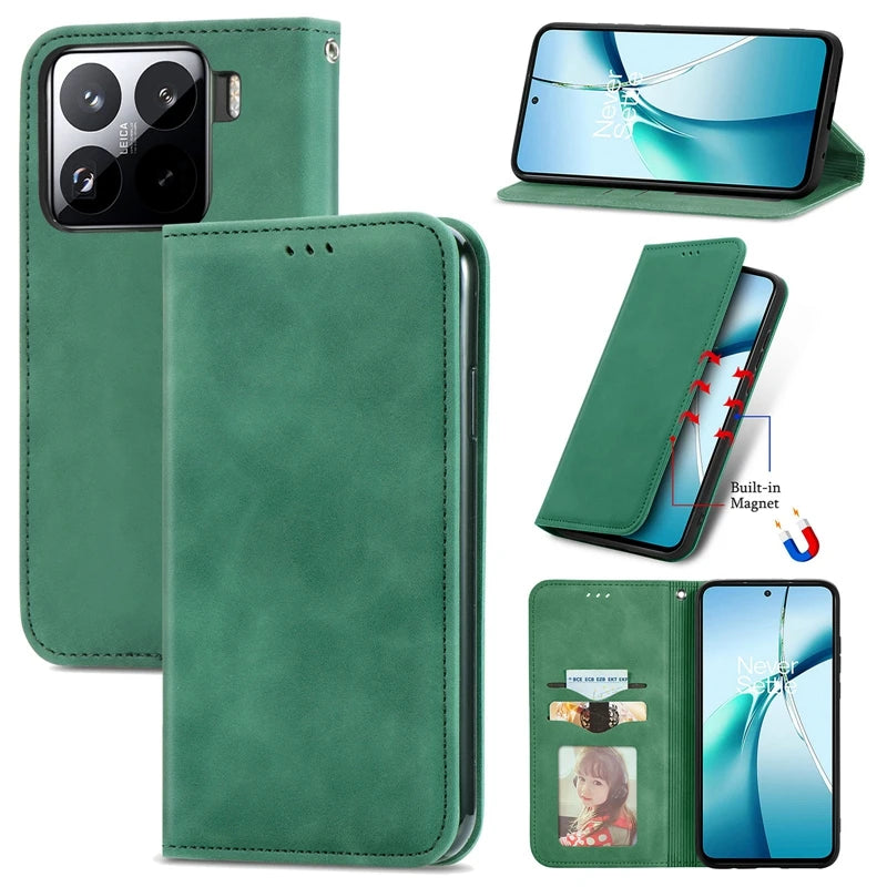 PU Flip Leather case Card Slots Phone Cover for Xiaomi 15/15 Pro/14T/14 Pro, for Redmi Note 14 Wallet Leather case