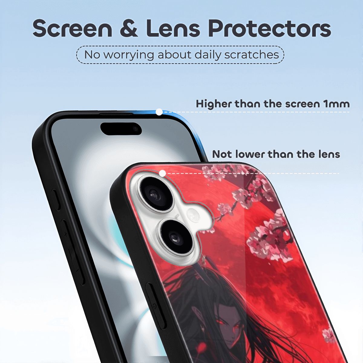 iPhone 16 Glass Phone Case red moon anime girl